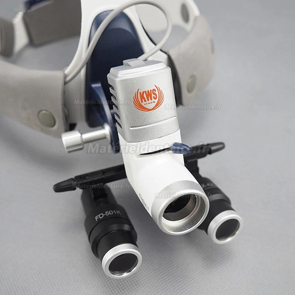 KWS FD501K 4.0X loupes dentaires binoculaires + KD-205AY-2 5W lampe frontale dentaire LED avec 2 piles